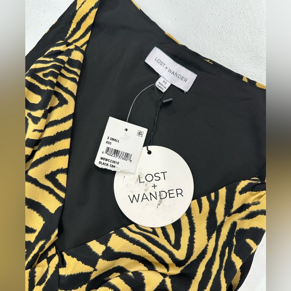 NWT LOST + WANDER Helena Love Tiger Animal Print Midi Babydoll Slip Dress XS - Picture 11 of 12